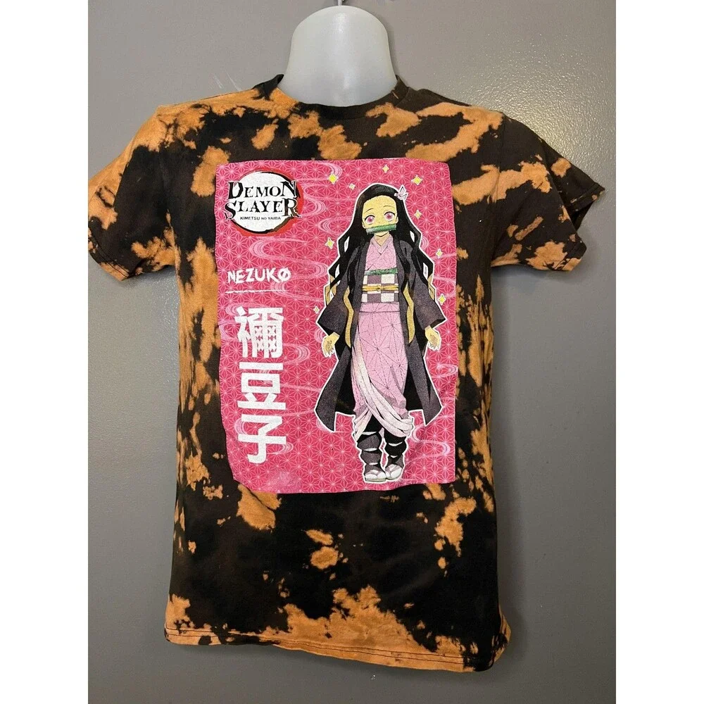 Demon Slayer Shirt Youth Medium Black Orange Nezuko Kamado Anime Tie Dye Tee